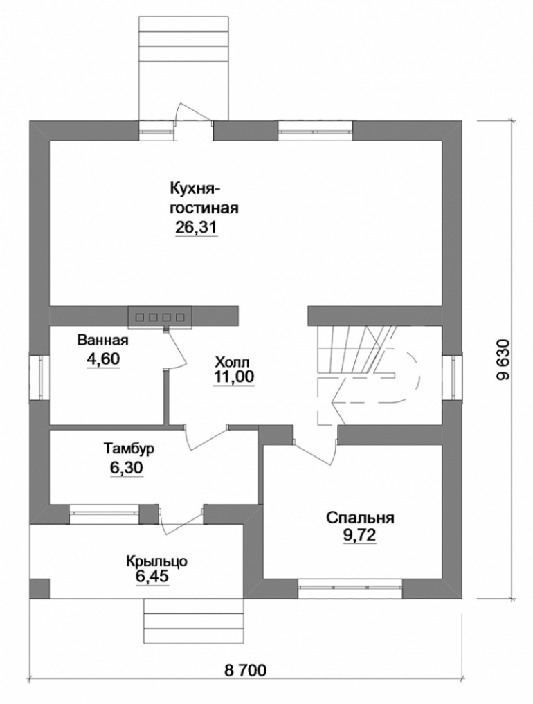 План двухэтажного дома из кирпича