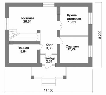 План двухэтажного дома из кирпича 